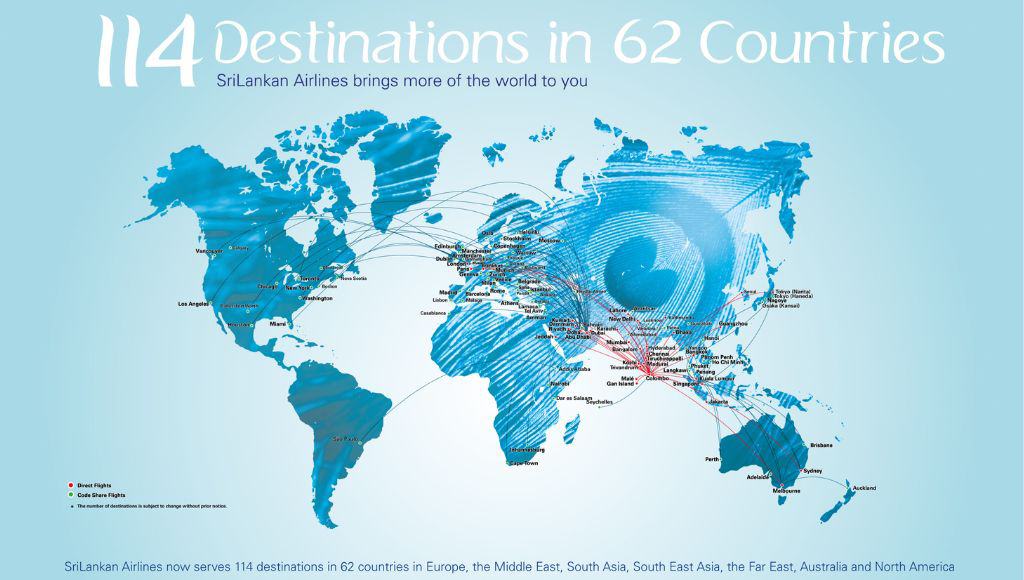 Sri Lankan Airlines Map