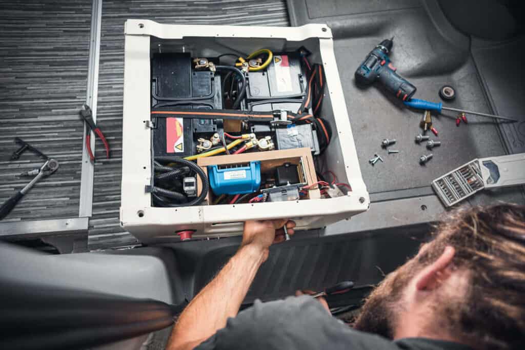 Van Electrical Set Up With Batteries And A Solar Charge Controller