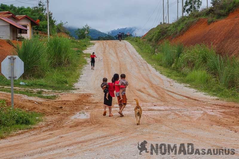 Local Street Thakhek Loop Motorbike Scooter Laos.